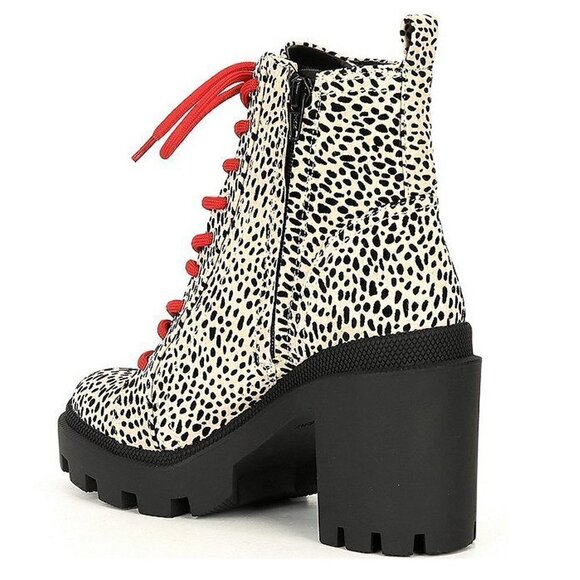 Gianni Binni Tan Red Ryedderr Cheetah Heeled Lug Sole Combat Boots Leather 6M - Picture 2 of 14